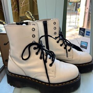 Dr. Martens White Combat Boots with Black Laces